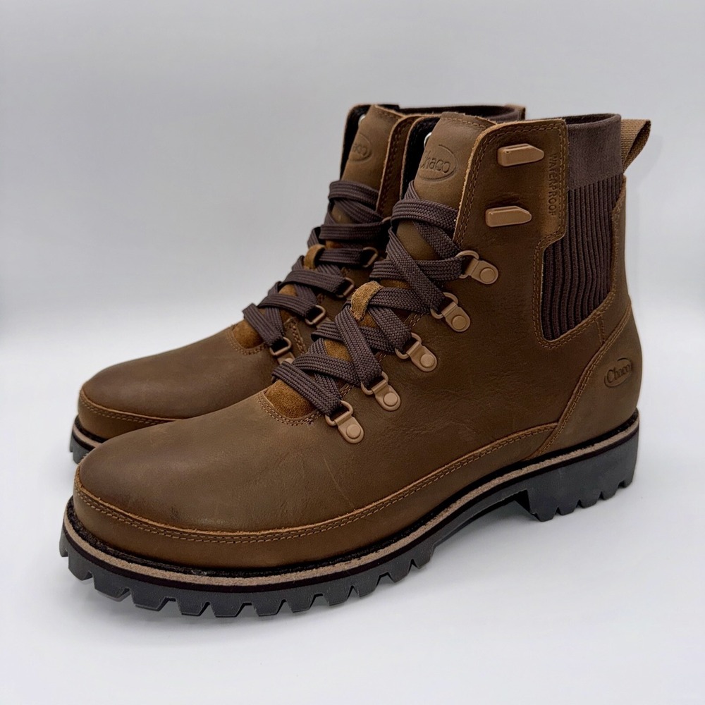 Chaco Fields Lace Boots Women's Size 10.5 Maple Brown Waterproof Leather